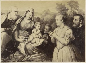 Heilige Familie en stichters (fotoreproductie) door Anonymous