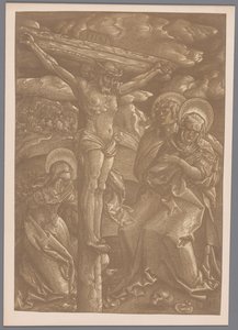 Fotoreproductie van de clair-obscur houtsnede Christus aan het kruis door Hans Baldung Grien