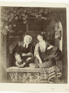 Fotoreproductie van het schilderij De kruidenierster door Frans van Mieris II door Anonymous