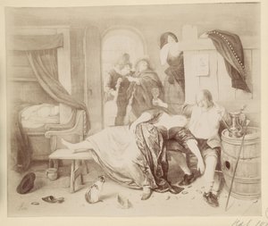 Fotoreproductie van het schilderij Het dronken paar door Jan Steen door Anonymous