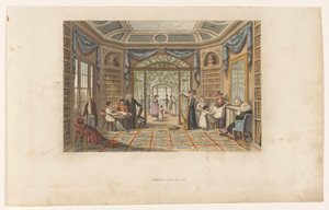 Gezelschap in een bibliotheek