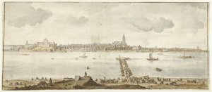 Gezicht op Nijmegen vanover de Waal