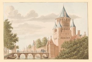 Gezicht op de Kleine Houtpoort in Haarlem door Anonymous