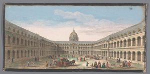 Gezicht op de binnenplaats van het Hôtel des Invalides te Parijs door Anonymous