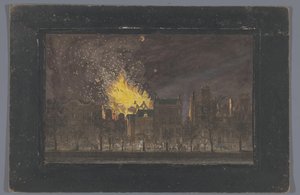 Gezicht op de brand in de Schouwburg te Amsterdam op 11 mei 1772 door Anonymous