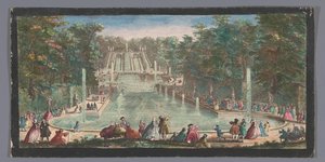 Gezicht op de cascades van de tuin van het Château de Saint-Cloud