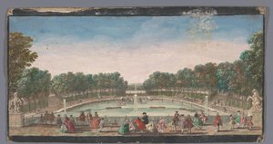 Gezicht op de drinkvijver van de tuin van het Château de Marly door Anonymous