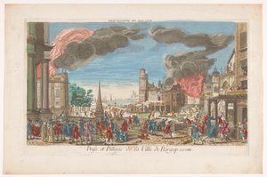 Gezicht op de inname en plundering van Bergen op Zoom door de Fransen in 1747 door Anonymous