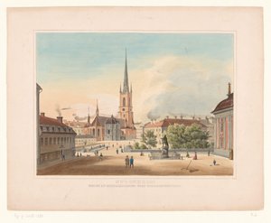 Gezicht op de kerk van Riddarholmen, te Stockholm door Anonymous