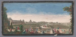Gezicht op de tuin en het Palais de Fontainebleau