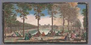 Gezicht op de vijver van de tuin van het Palais de Fontainebleau door Anonymous