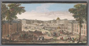 Gezicht op de voorzijde van het Paleis van Versailles