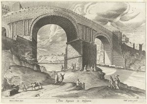 Gezicht op een brug van de stad Segovia