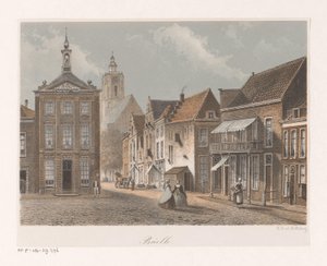Gezicht op een straat in Brielle door Anonymous