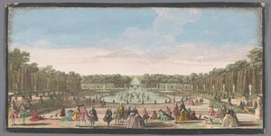Gezicht op het Bassin de Latone in de Tuin van Versailles