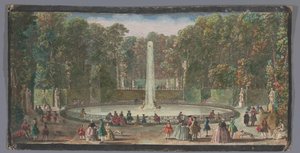 Gezicht op het Bassin des Muses in de tuin van het Château de Marly door Anonymous