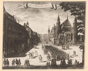 Gezicht op het Binnenhof in Den Haag door Anonymous