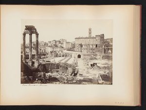 Gezicht op het Forum Romanum met de tempel van Castor en Pollux te Rome, Italië door Anonymous