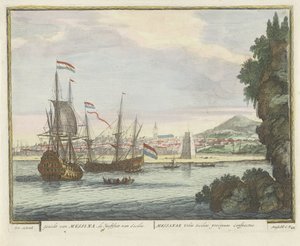 Gezicht vanaf het water op de stad Messina door Anonymous