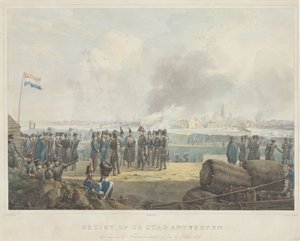 Gezigt op de stad Antwerpen, den dag na het Bombardement, op den 28 October 1830 door Anonymous