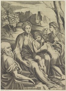 Heilige Familie met de jonge Johannes de Doper en Maria Magdalena