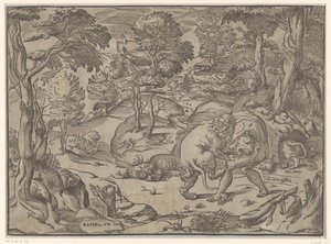 Hercules en de Nemeïsche leeuw door Anonymous