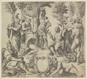 Hertog van Mantua met de zes voornaamste heidense goden door Anonymous