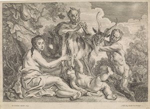 Het kind Jupiter wordt gevoed door de geit Amalthea