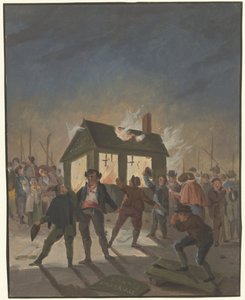 Het verbranden van de douanehuisjes in Amsterdam op 15 november 1813 door Anonymous