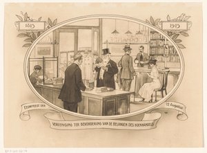 Interieur van een boekhandel anno 1915 door Anonymous