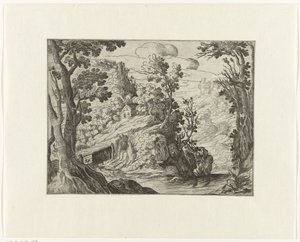 Italiaans landschap met rivier door Anonymous