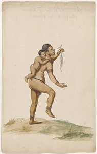 Khoikhoivrouw met zuigeling door Anonymous