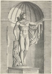 Klassiek beeld Apollo Belvedere in nis