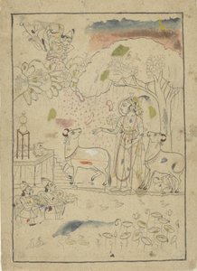 Krishna met koeien van linga-altaar door Anonymous