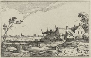 Landschap met boerderij door Anonymous