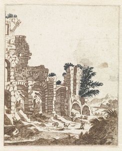 Landschap met een klassieke ruïne door Anonymous