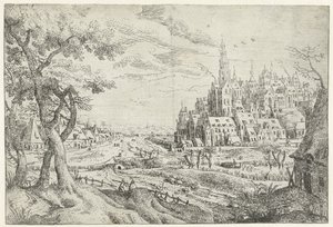 Landschap met stad