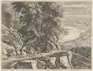 Landschap met twee ruiters (series title) door Anonymous