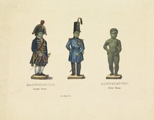 Manneken Pis in verschillende uitdossingen, 1817
