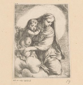 Maria met Kind in de wolken door Anonymous