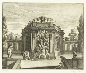 Muurfontein in tuinpaviljoen door Anonymous