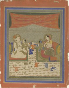 Nanda en Yasoda met Krishna en Balarama