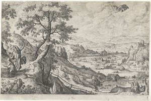 Offer van Isaak (Landschappen met mythologische en bijbelse voorstellingen) door Anonymous
