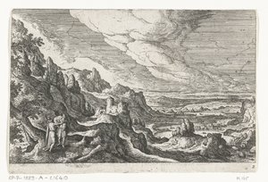 Ontmoeting op weg, uit de serie Landschappen met mythologische en bijbelse voorstellingen door Anonymous