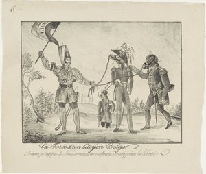Opstandige Belg houdt de Nederlanders aan de ketting, 1830