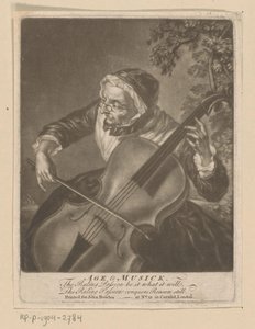 Oude vrouw speelt cello door Anonymous