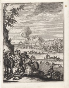 Parelvissers voor de kust van Tuticorin