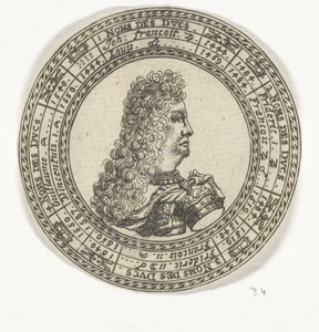 Penning met het portret van Ferdinand Karel III en de namen van de hertogen van Mantua door Anonymous
