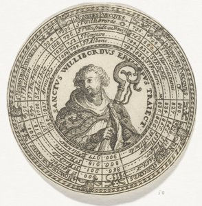 Penning met het portret van de Heilige Willibrord en de namen van de bisschoppen van Utrecht