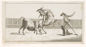 Picador steekt zijn lans in een stier door Anonymous